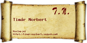 Timár Norbert névjegykártya